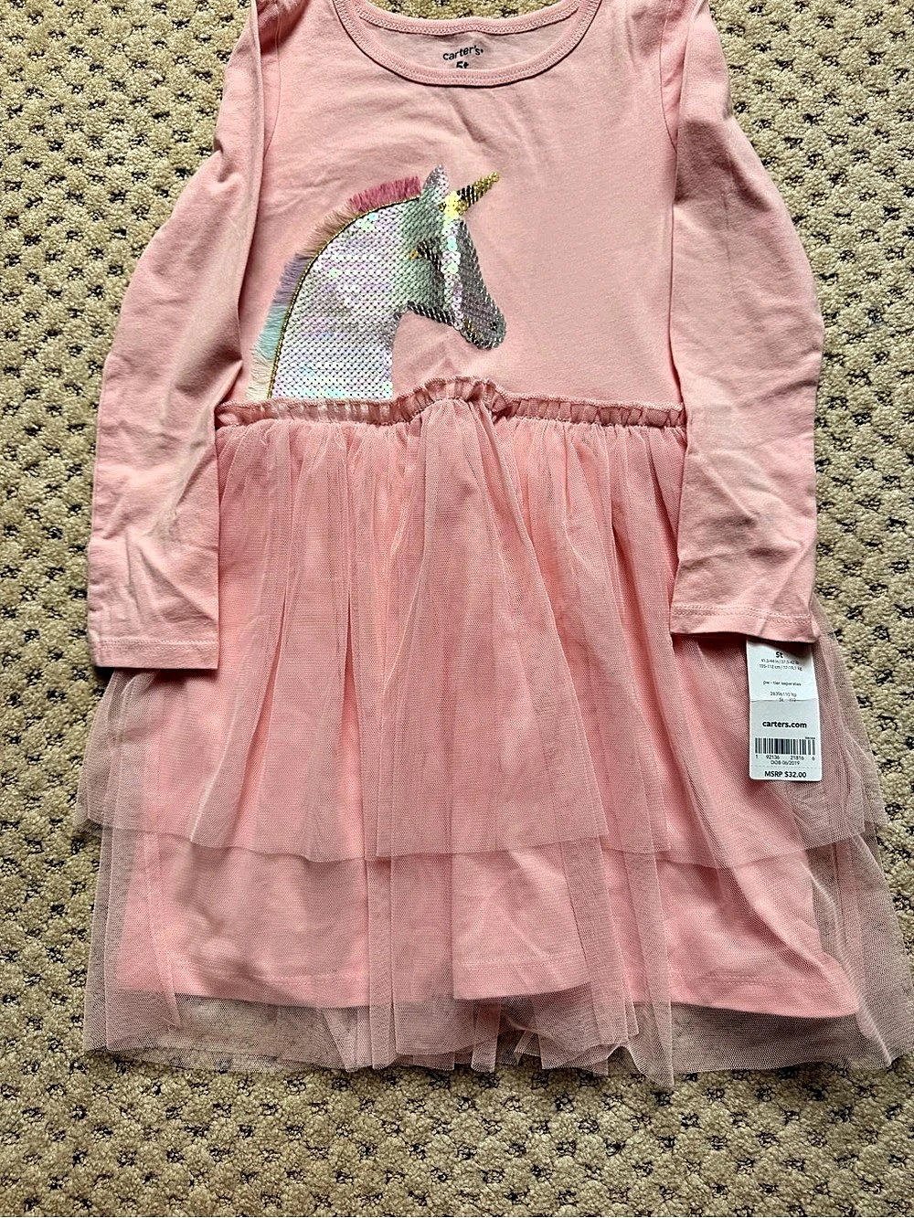 Carter's Glitter Unicorn Tulle Dress Pink Size 5T